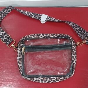 Chic Leopard Print Transparent Crossbody Bag